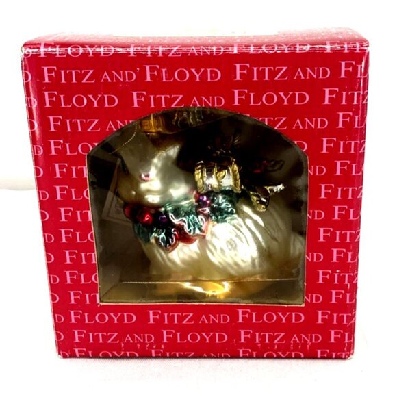 Fitz and Floyd Snowy Woods Bunny Rabbit Ornament Hand Blown Glass - Picture 5 of 9